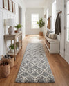 Berber Lattice Shag Collection Area Rug - Atlas (Gray) Runner Gray  lifestyle 79