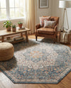 Coastal Haven Collection Area Rug - Seabreeze (Blue) Octagon Blue  lifestyle 50