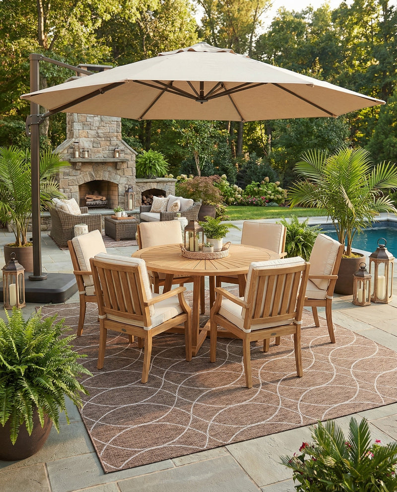 Savannah Pergola Collection Area Rug -  Pavilion (Brown) Square Brown  lifestyle 36