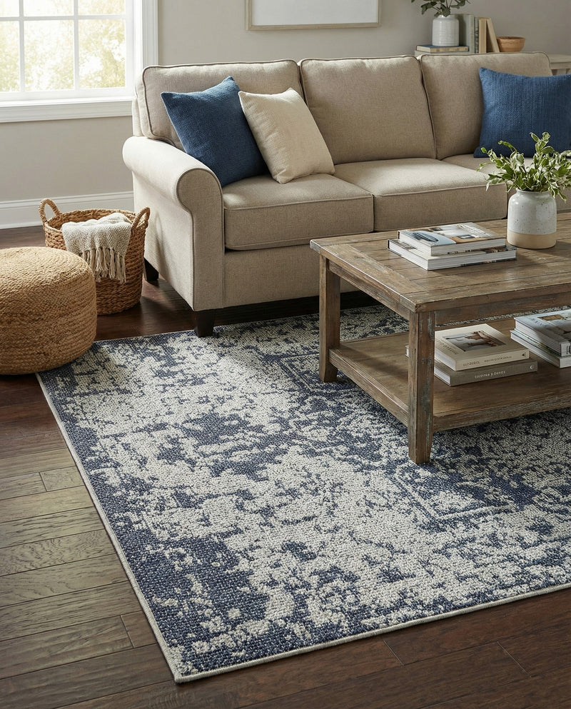 Patio Heritage Collection Area Rug - Santorini Rectangle Navy Blue  lifestyle 26