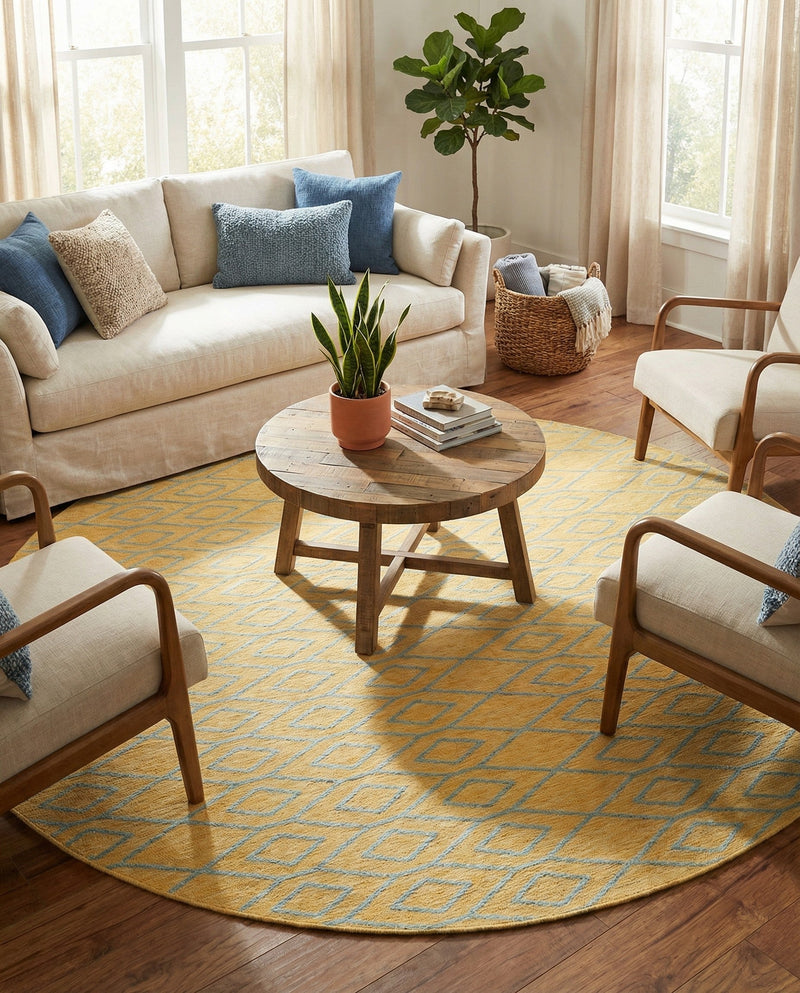 Urban Oasis Rugs Collection Area Rug -  Boulevard (Yellow and Aqua) Round Yellow and Aqua  lifestyle 46