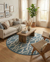 Coastal Terrace Collection Area Rug -  Tidepool Round Blue  lifestyle 61