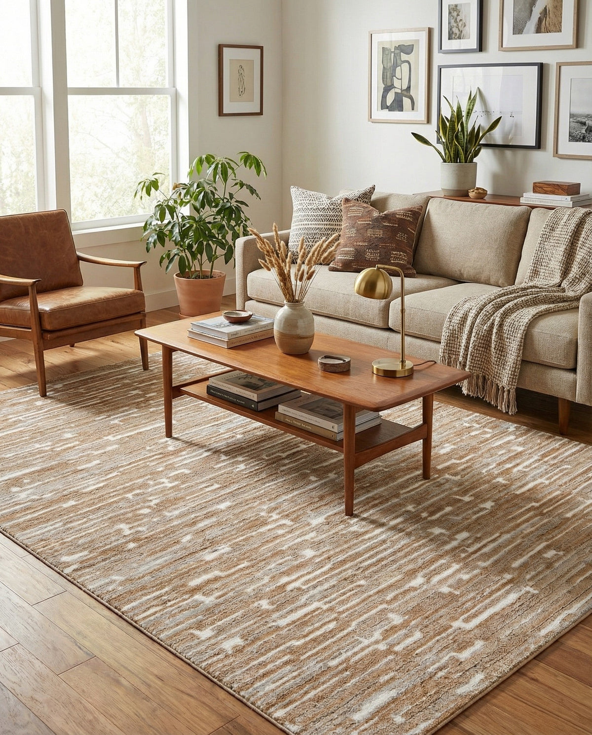 Sienna Collection Area Rug -  Rome Rectangle Caramel and Ivory  lifestyle 55