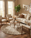 Berber Lattice Shag Collection Area Rug - Atlas (Light Brown) Round Light Brown  lifestyle 24