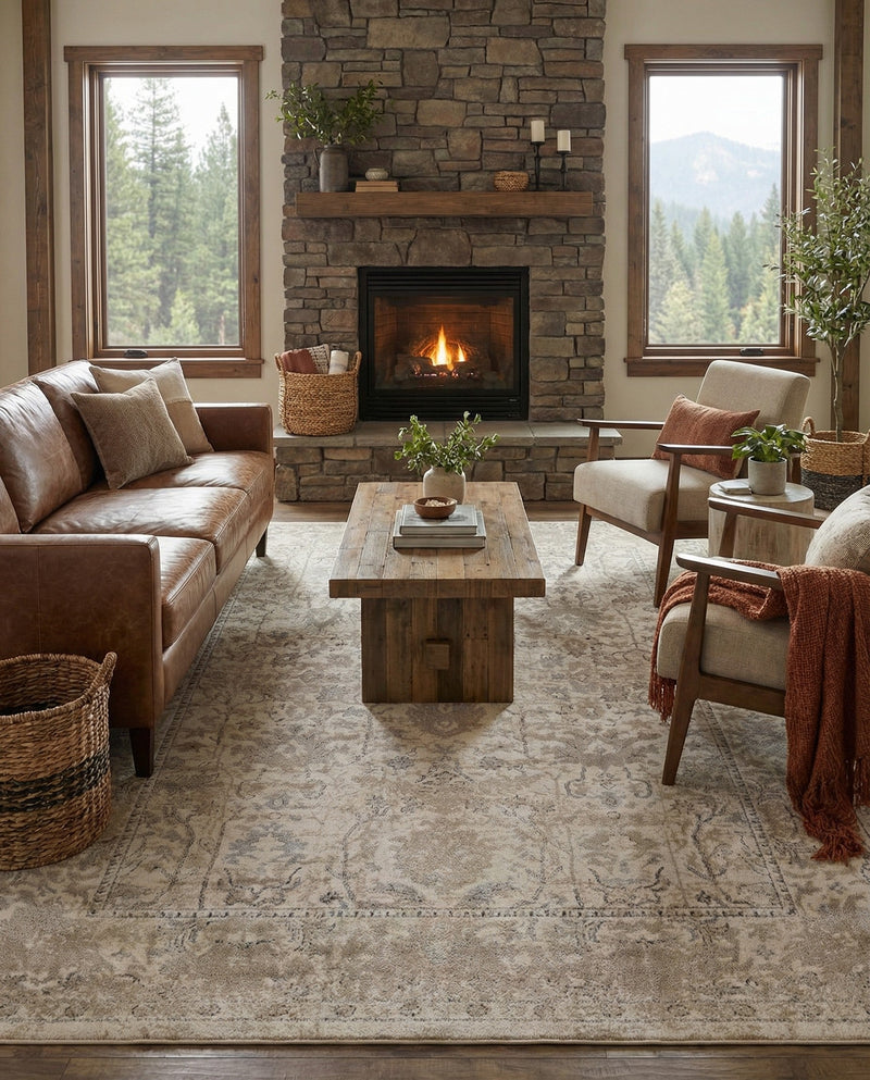 Cascade Range Collection Area Rug -  Shasta (Ivory) Rectangle Ivory  lifestyle 16