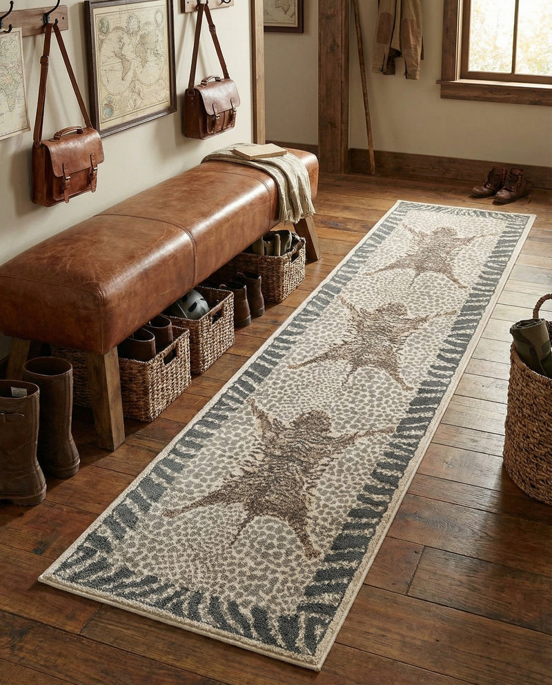 Savannah Sojourn Collection Area Rug -  Masai Runner Gray and Ivory  lifestyle 51