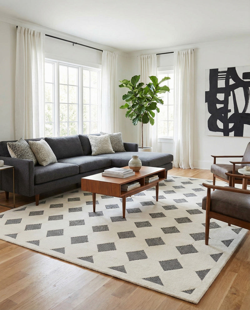 Monochrome Collection Area Rug -  Quartz Rectangle Black and White  lifestyle 11