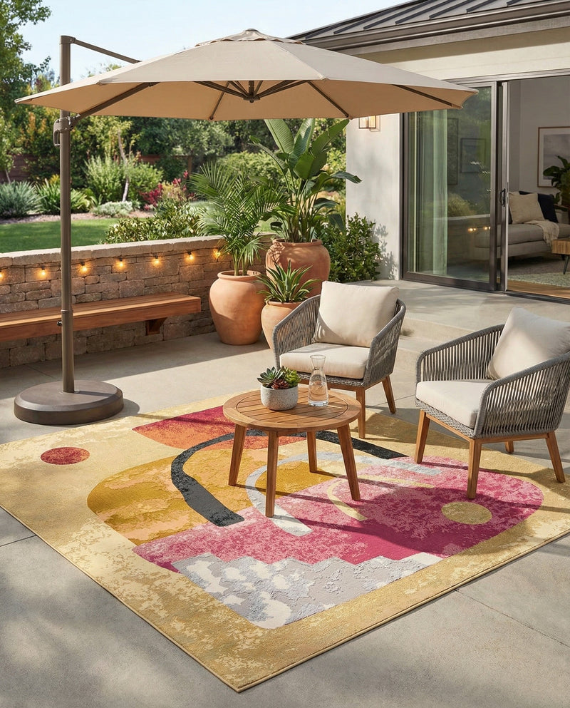 Urban Terrace Collection Area Rug -  Skyline Square Multi  lifestyle 64