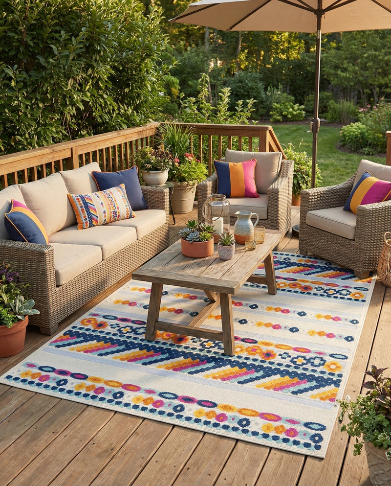 Bahama Breeze Outdoor Collection Area Rug -  Bimini Rectangle Gray  lifestyle 48