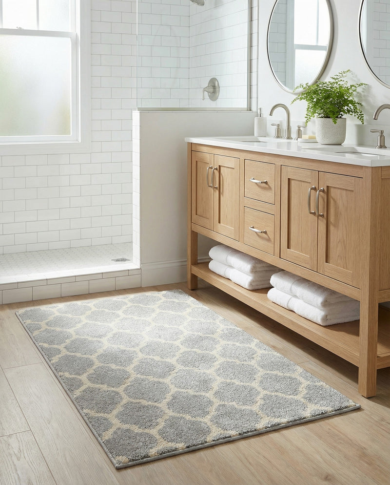 Lattice Gardens Collection Area Rug -  Bloomfield (Light Gray) Rectangle Light Gray  lifestyle 11