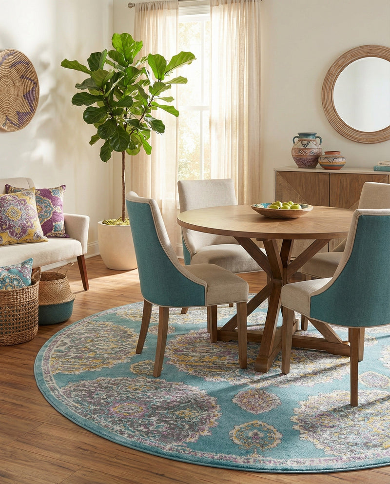 Arcadia Rugs Collection Area Rug -  Atlantis (Blue) Round Blue  lifestyle 64