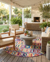 Urban Terrace Collection Area Rug -  Boardwalk Round Multi  lifestyle 73