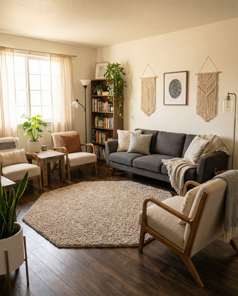Plush Oasis Collection Area Rug - Serenity (Taupe) Octagon Taupe  lifestyle 51