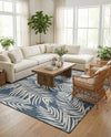Seaside Blooms Collection Area Rug - Verdure (Blue) Rectangle Blue  lifestyle 9