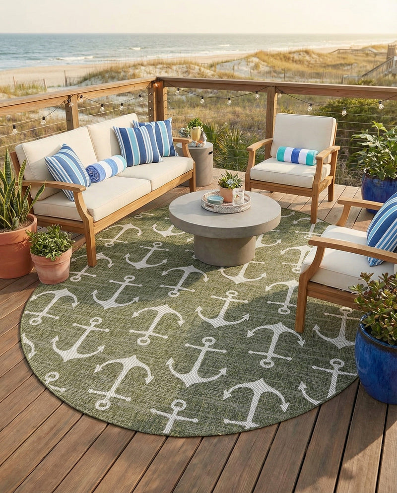 Seaside Haven Rugs Collection Area Rug - Sapphire (Green) Oval Green  lifestyle 35