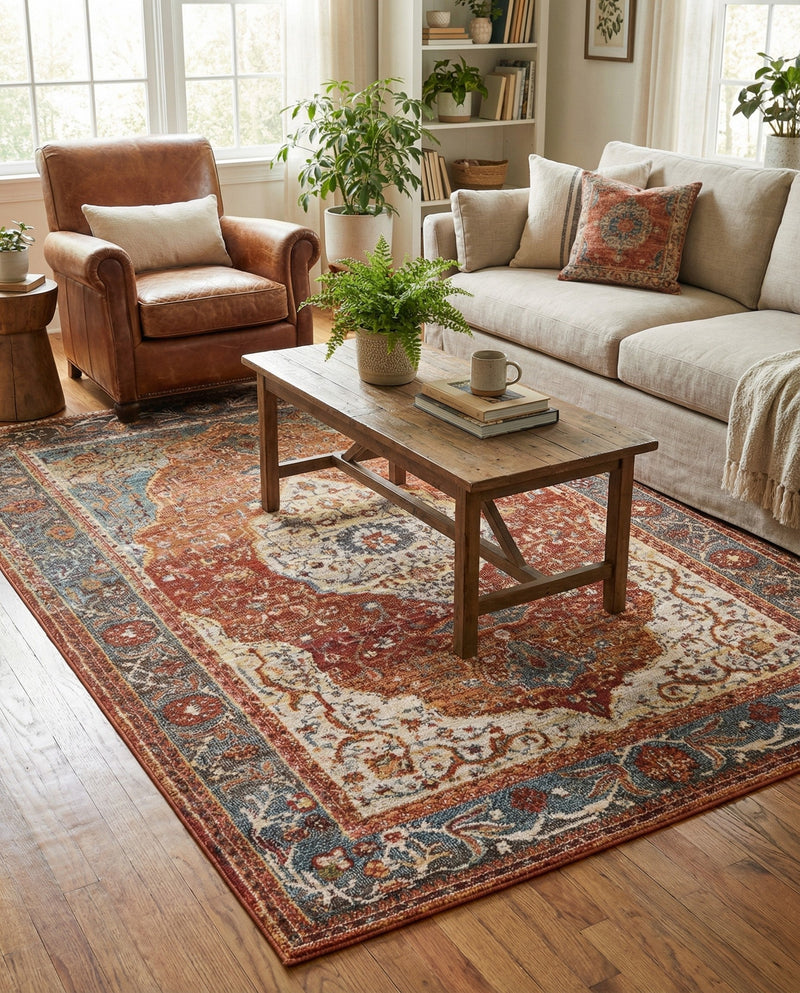 Caribbean Breeze Collection Area Rug -  Vieques Rectangle Rust Red  lifestyle 31