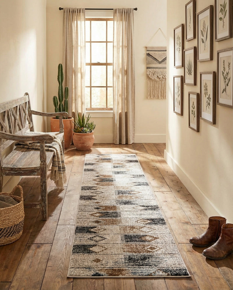 Desert Modern Eco Rug Series Collection Area Rug -  Taos Runner Ivory  lifestyle 45