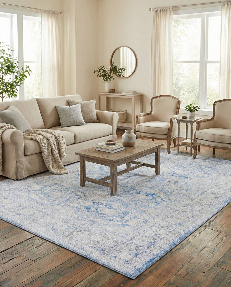 Heritage Elegance Collection Area Rug -  Miramar Rectangle Blue  lifestyle 24