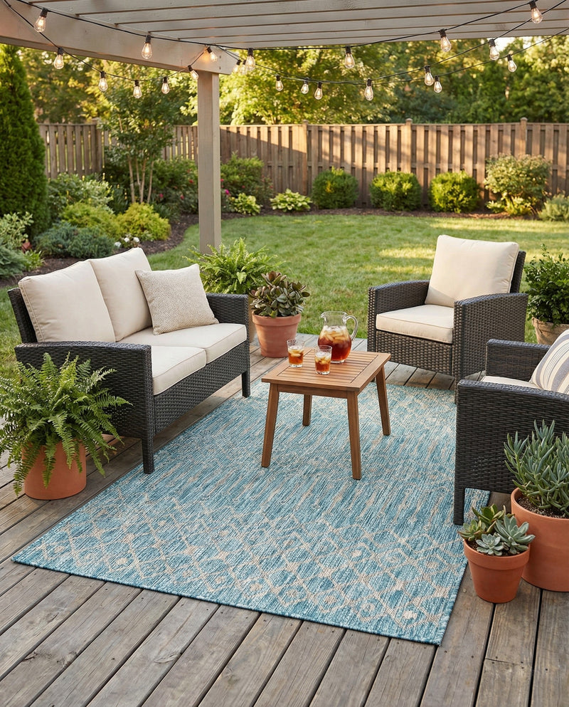 Savannah Pergola Collection Area Rug -  Pergola (Aqua) Rectangle Aqua  lifestyle 21
