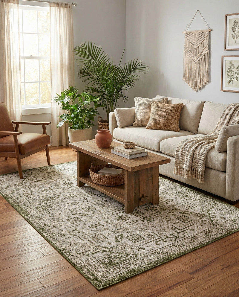 Tribal Terrace Treasures Collection Area Rug - Mayan Marina (Green) Rectangle Green  lifestyle 26