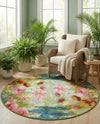 Seaside Blooms Collection Area Rug -  Amalfi Round Multi  lifestyle 57