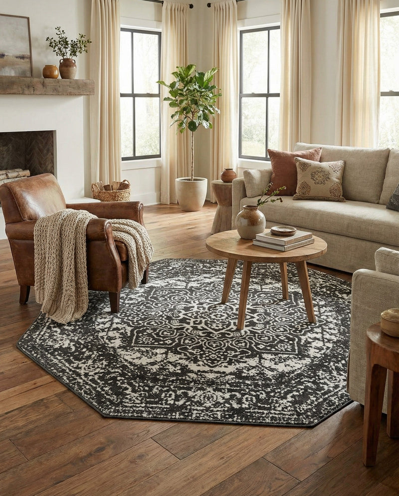Georgetown Rugs Collection Area Rug - Dupont (Dark Gray) Octagon Dark Gray  lifestyle 37