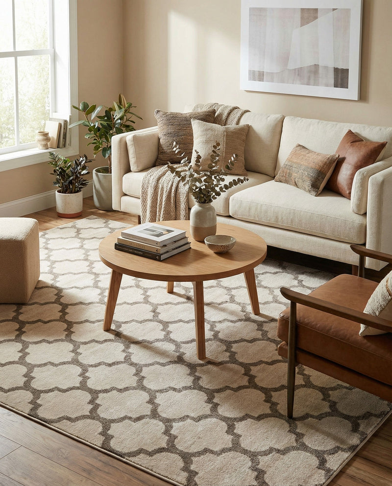 Lattice Gardens Collection Area Rug -  Bloomfield (Beige and Light Brown) Rectangle Beige and Light Brown  lifestyle 9