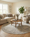 Seville Stripes Collection Area Rug -  Cordoba (Gray) Round Gray  lifestyle 23