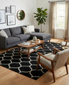 Trellis Mosaic Collection Area Rug -  Pergolatown (Black) Rectangle Black  lifestyle 9
