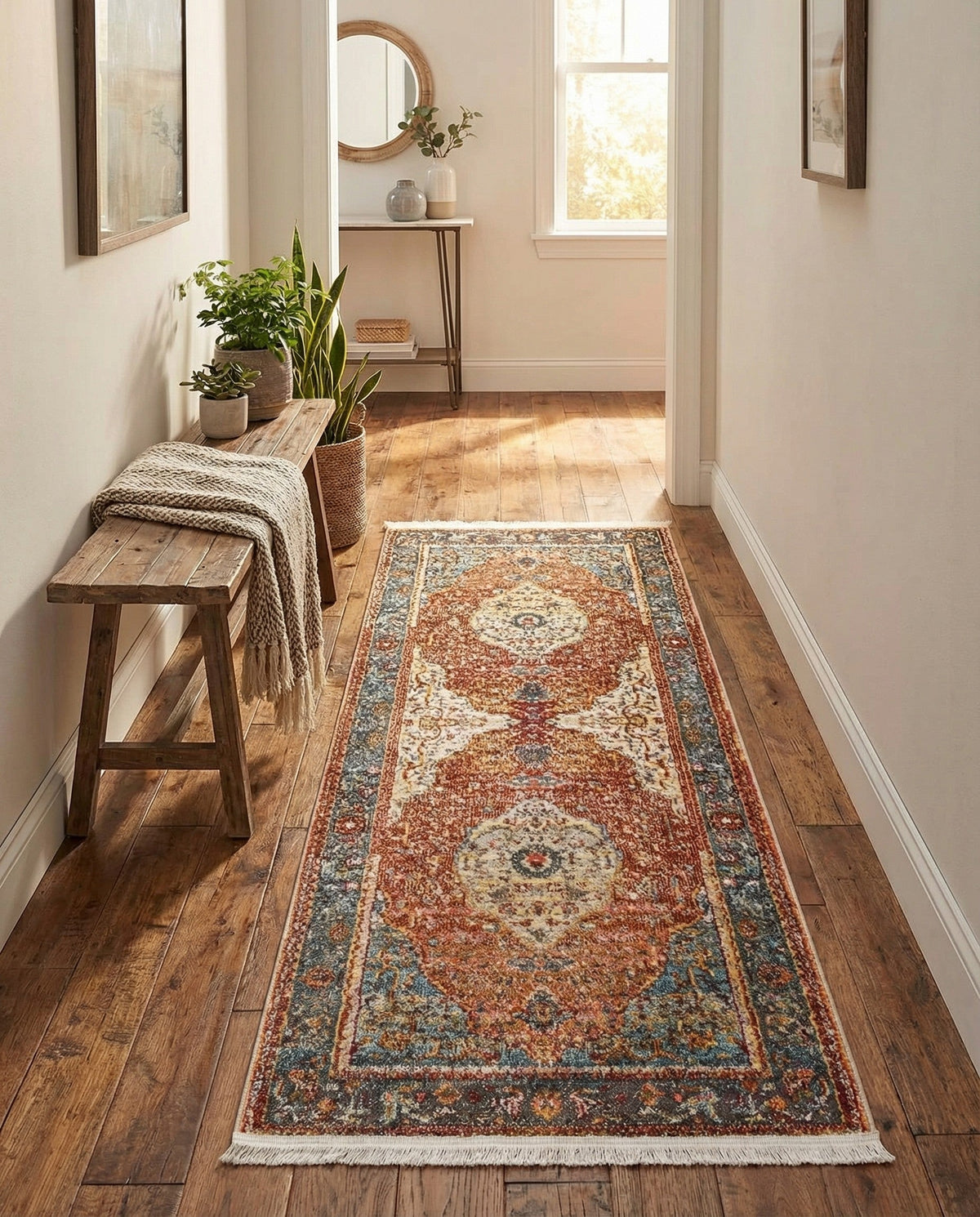 Caribbean Breeze Collection Area Rug -  Vieques Runner Rust Red  lifestyle 97