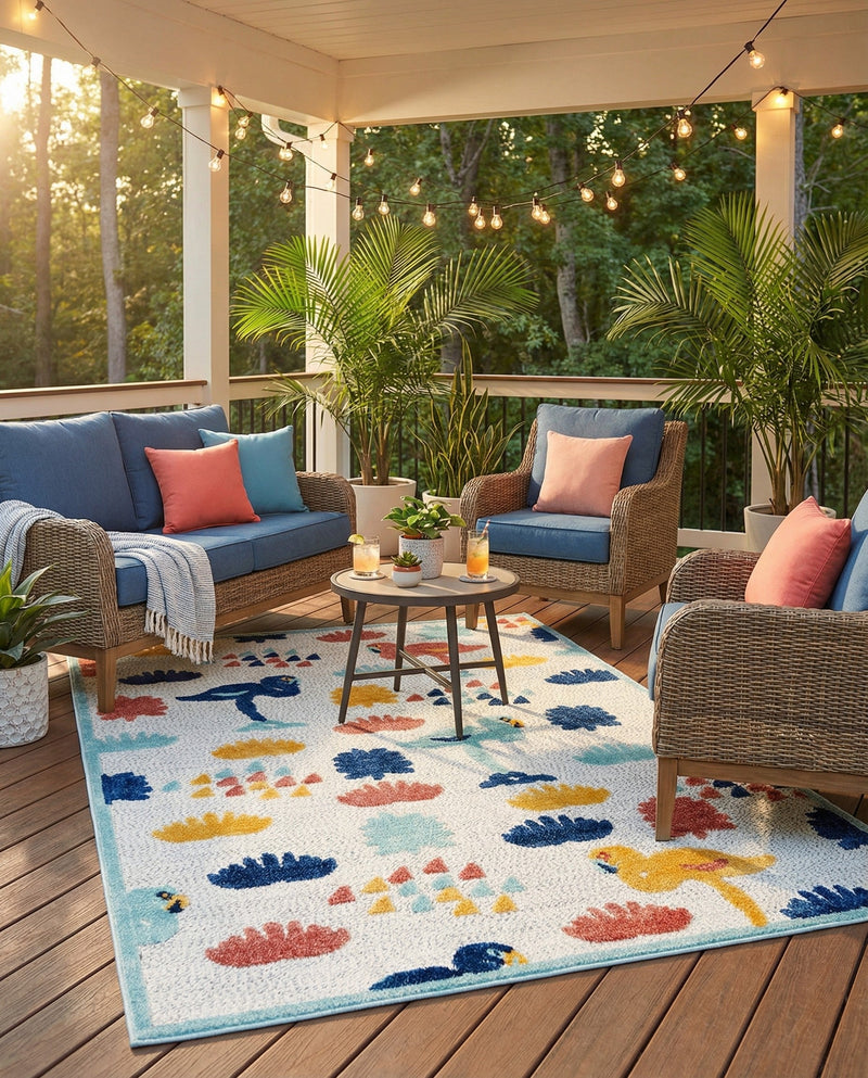 Caribbean Terrace Collection Area Rug -  StLucia Rectangle White  lifestyle 19