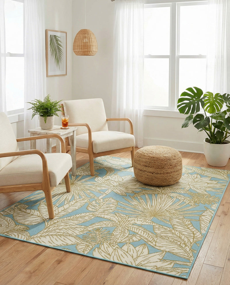 Seaside Blooms Collection Area Rug -  Shalimar Rectangle Soft Blue  lifestyle 14