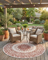 Patio Heritage Collection Area Rug -  Lafayette (Rust Red) Round Rust Red  lifestyle 77