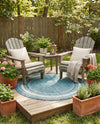 Terrace Fringe Collection Area Rug - Veranda (Teal) Round Teal  lifestyle 88
