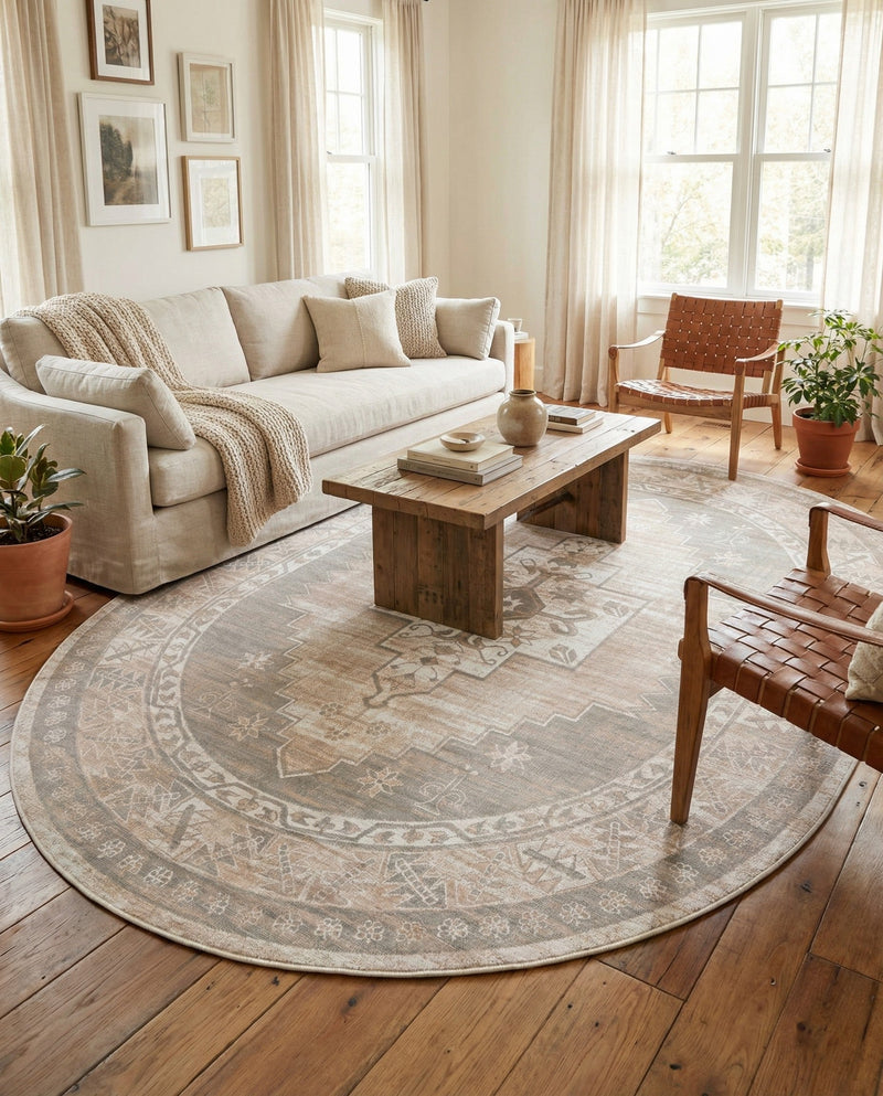 Savannah Series Collection Area Rug -  Augusta (Mink) Oval Mink  lifestyle 66