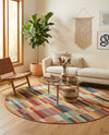 Coastal Terrace Collection Area Rug -  Harbor Round Multi  lifestyle 72