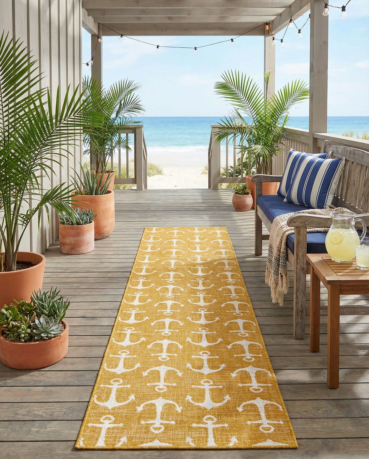 Seaside Haven Rugs Collection Area Rug - Sapphire (Yellow) Runner Yellow  lifestyle 85