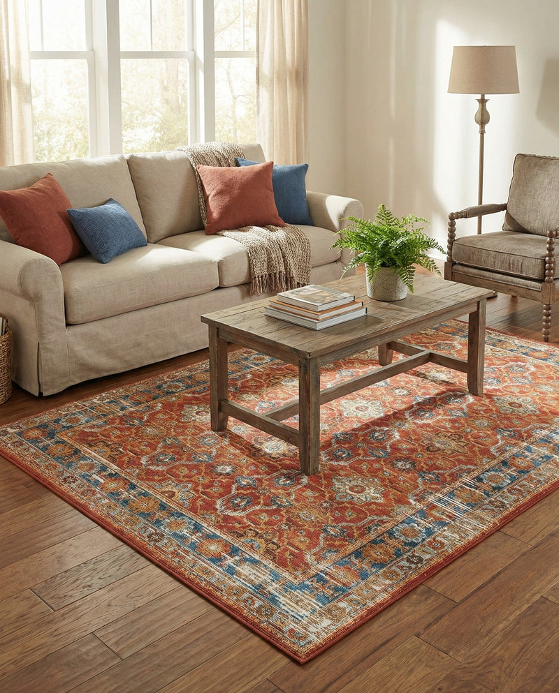 Patio Heritage Collection Area Rug -  Eden Rectangle Antique Red  lifestyle 6