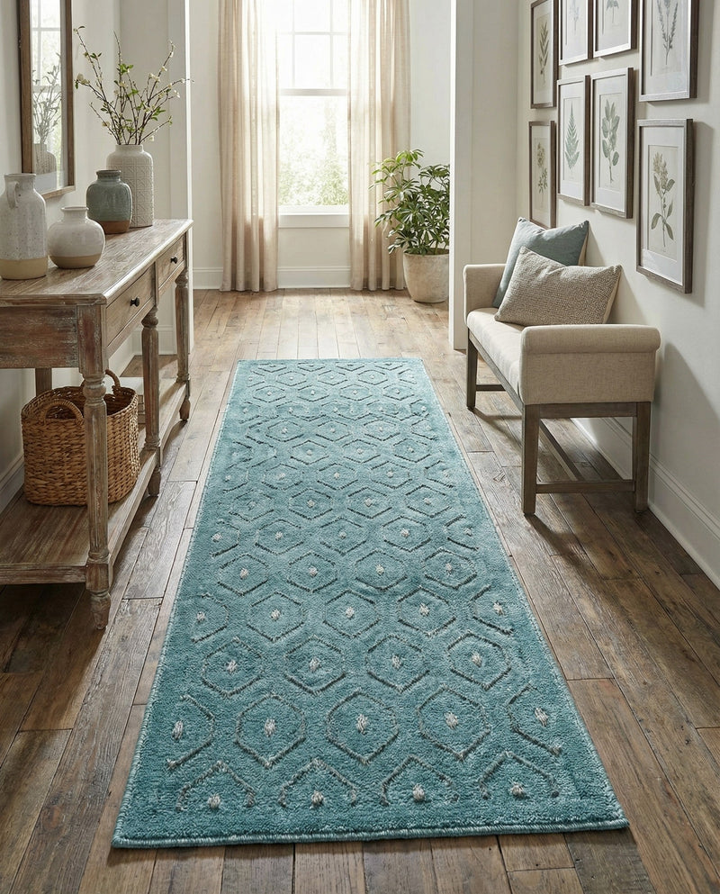 Garden Lattice Charm Collection Area Rug - Arbor (Aqua) Runner Aqua  lifestyle 38