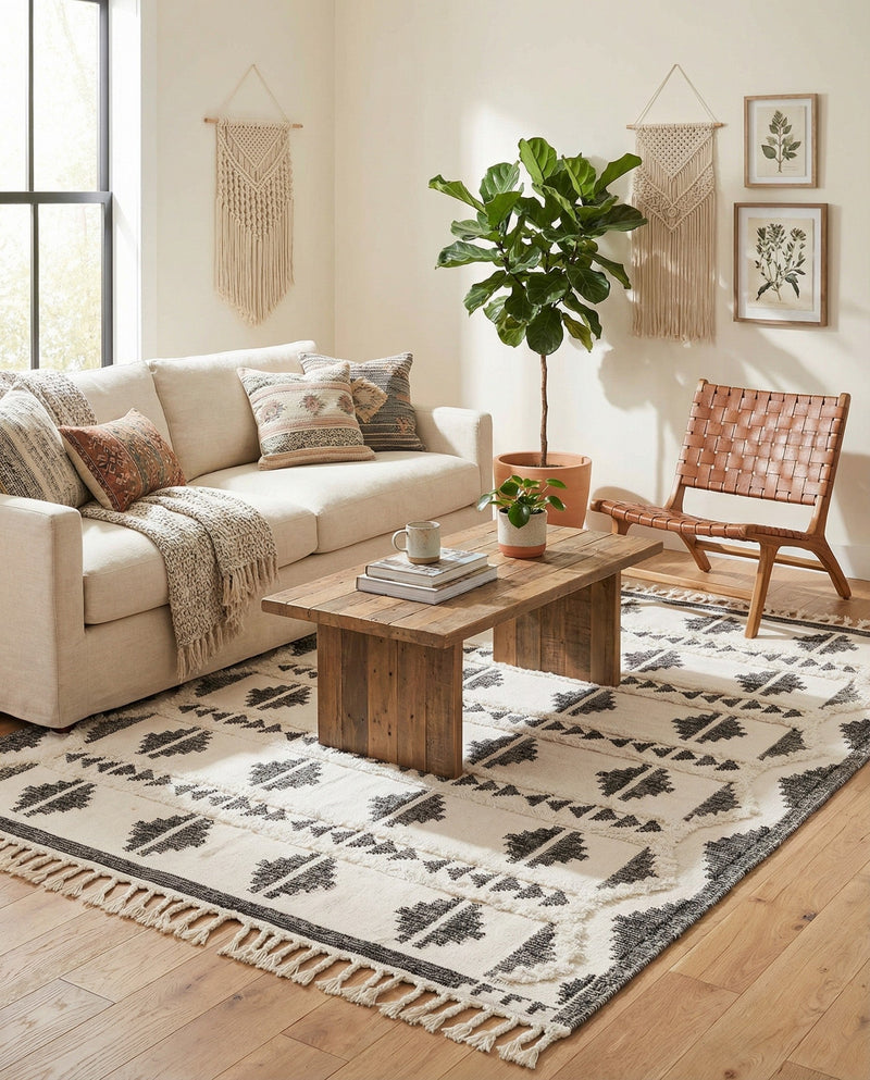 Sonoran Collection Area Rug - BellRock Rectangle Black and White  lifestyle 40