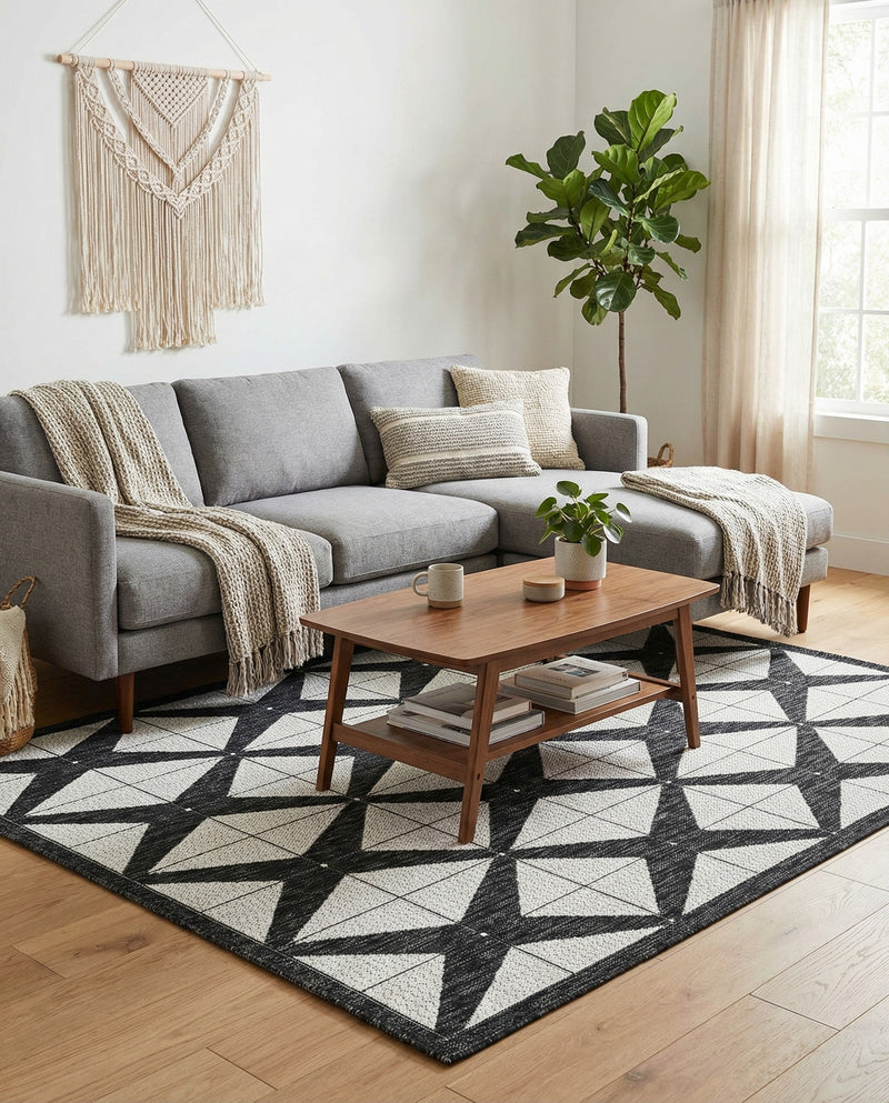 Urban Terrace Collection Area Rug -  Hudson Rectangle Black and White  lifestyle 6