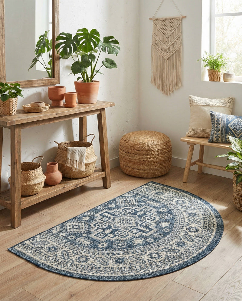 Tribal Terrace Treasures Collection Area Rug -  Incan Isle (Blue) Hearth Blue  lifestyle 43