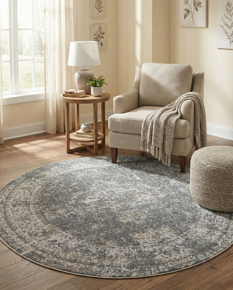 Caribbean Breeze Collection Area Rug -  Utila Round Fume Gray  lifestyle 76