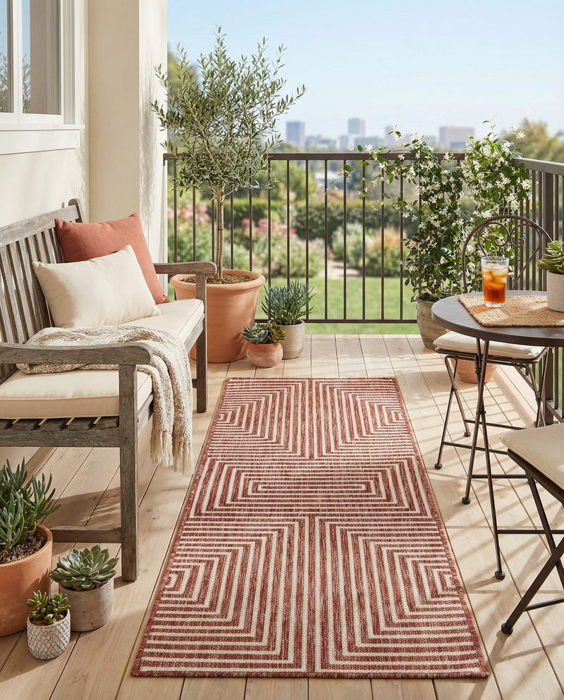 Urban Terrace Collection Area Rug -  Astoria (Rust Red) Runner Rust Red  lifestyle 35