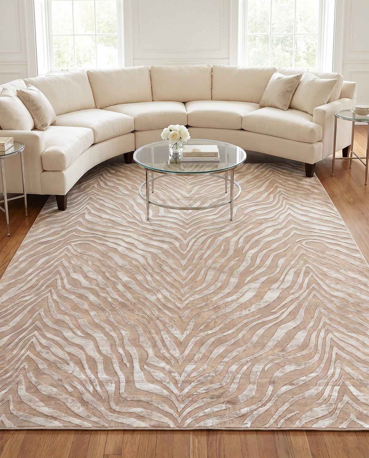 Bloomsbury Elegance Collection Area Rug -  Chelsea Rectangle Beige and Ivory  lifestyle 65
