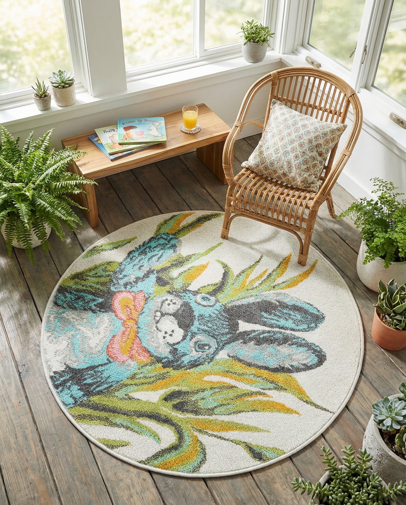 Wonder Tykes Collection Area Rug -  Ombre Round Ivory  lifestyle 6