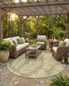 Seaside Blooms Collection Area Rug - Verdure (Green) Round Green  lifestyle 65