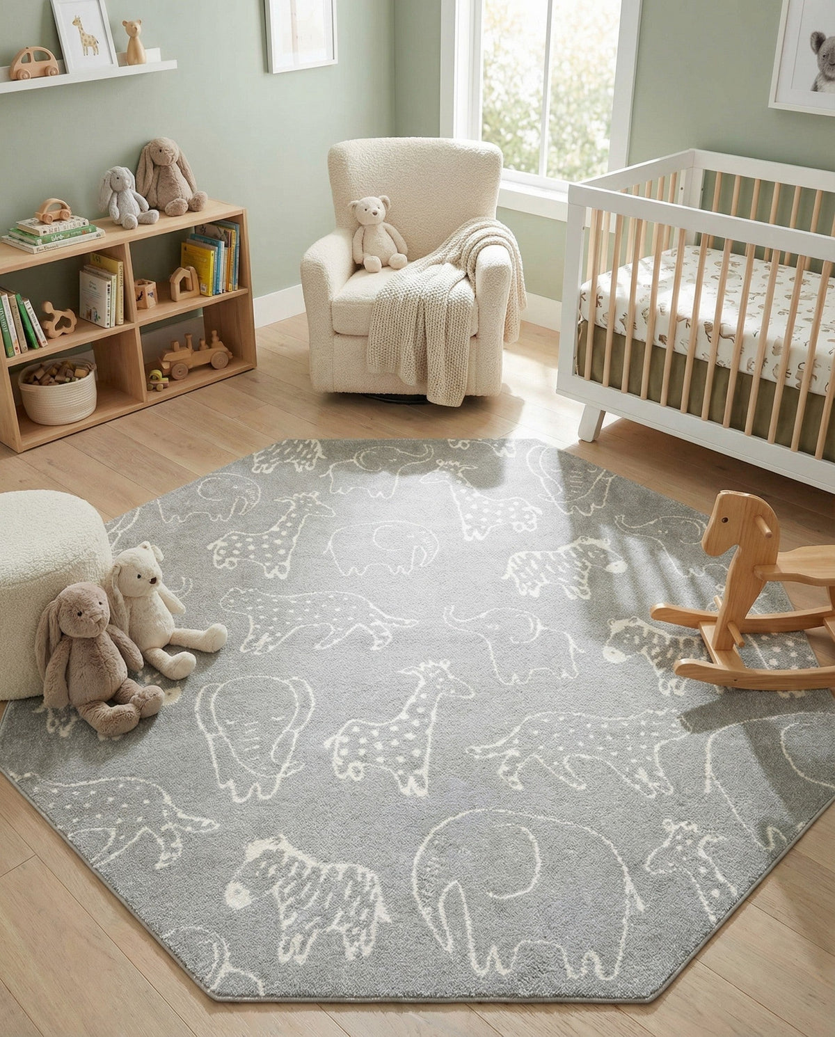 Wonder Tykes Collection Area Rug -  Spectrum Octagon Gray  lifestyle 193
