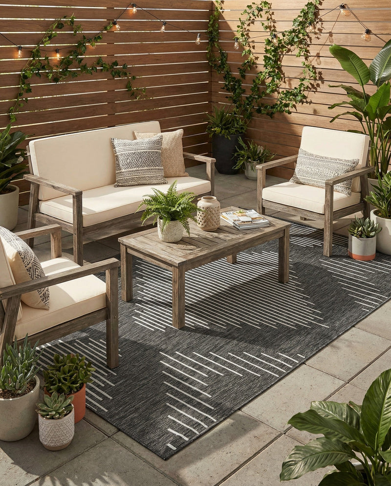 Urban Terrace Collection Area Rug -  Chelsea (Charcoal Gray) Rectangle Charcoal Gray  lifestyle 27