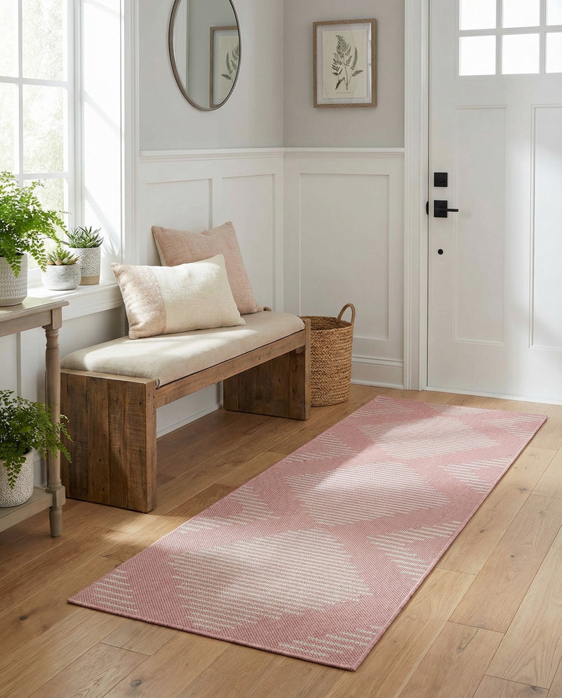 Urban Terrace Collection Area Rug -  Chelsea (Pink) Runner Pink  lifestyle 27